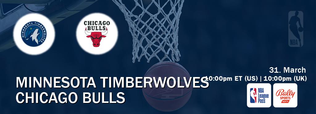 You can watch game live between Minnesota Timberwolves and Chicago Bulls on NBA League Pass and Bally Sports North(US).