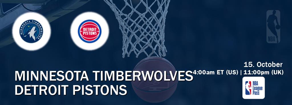 You can watch game live between Minnesota Timberwolves and Detroit Pistons on NBA League Pass.