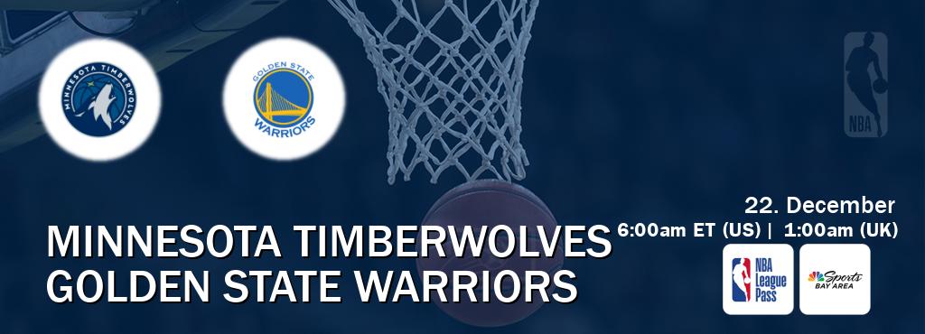 You can watch game live between Minnesota Timberwolves and Golden State Warriors on NBA League Pass and NBCS Bay Area(US).