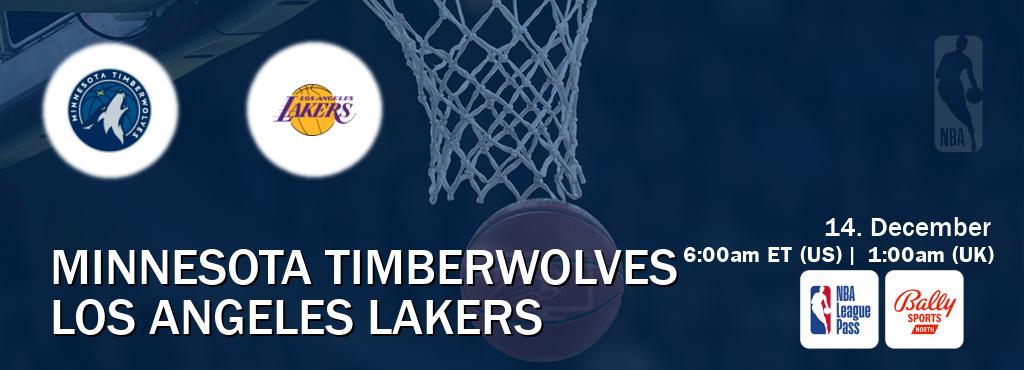 You can watch game live between Minnesota Timberwolves and Los Angeles Lakers on NBA League Pass and Bally Sports North(US).