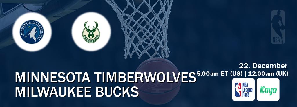 You can watch game live between Minnesota Timberwolves and Milwaukee Bucks on NBA League Pass and Kayo Sports(AU).