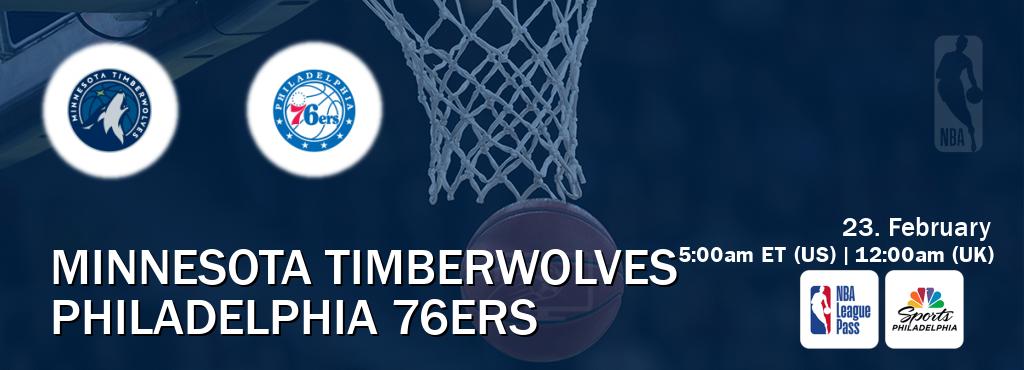 You can watch game live between Minnesota Timberwolves and Philadelphia 76ers on NBA League Pass and NBCS Philadelphia(US).
