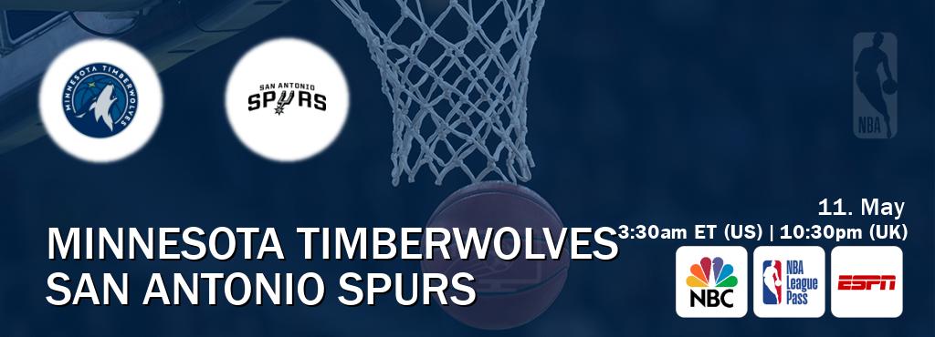 You can watch game live between Minnesota Timberwolves and San Antonio Spurs on NBC(US), NBA League Pass, ESPN(AU).