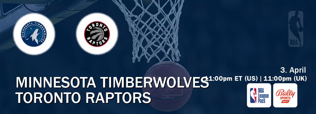 You can watch game live between Minnesota Timberwolves and Toronto Raptors on NBA League Pass and Bally Sports North(US).