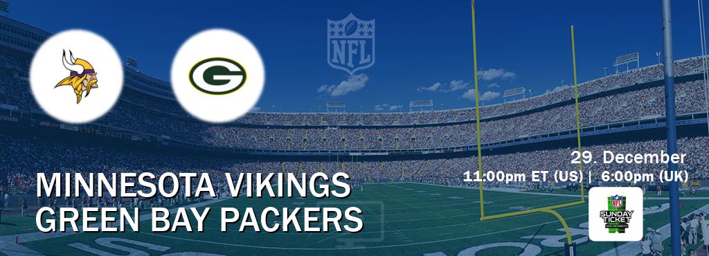 You can watch game live between Minnesota Vikings and Green Bay Packers on NFL Sunday Ticket(US).