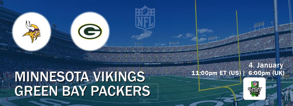 You can watch game live between Minnesota Vikings and Green Bay Packers on NFL Sunday Ticket(US).