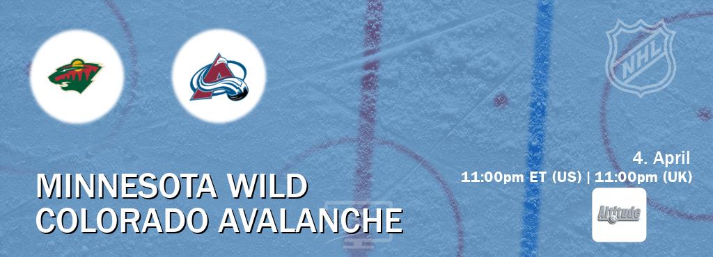 You can watch game live between Minnesota Wild and Colorado Avalanche on Altitude(US).