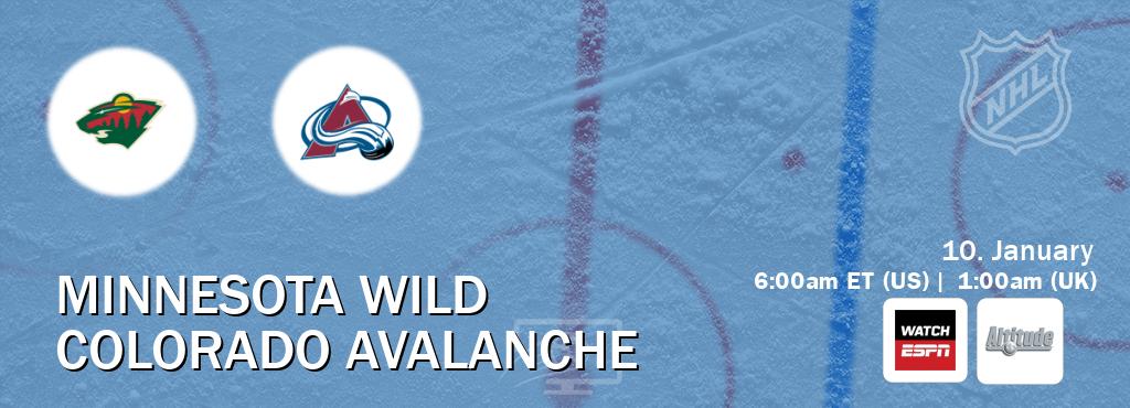 You can watch game live between Minnesota Wild and Colorado Avalanche on WatchESPN(AU) and Altitude(US).