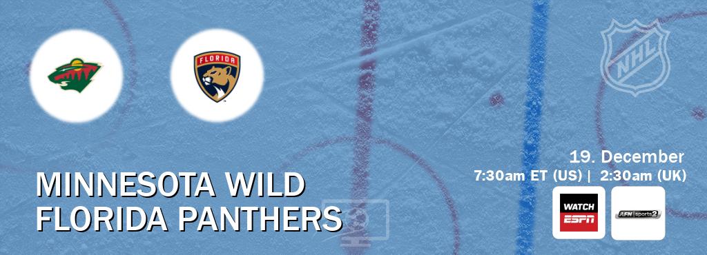 You can watch game live between Minnesota Wild and Florida Panthers on WatchESPN(AU) and AFN Sports 2(US).