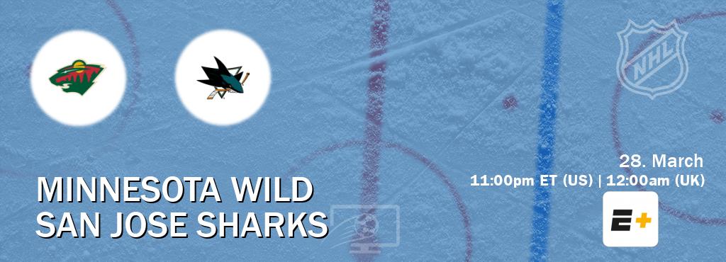 You can watch game live between Minnesota Wild and San Jose Sharks on ESPN+(US).