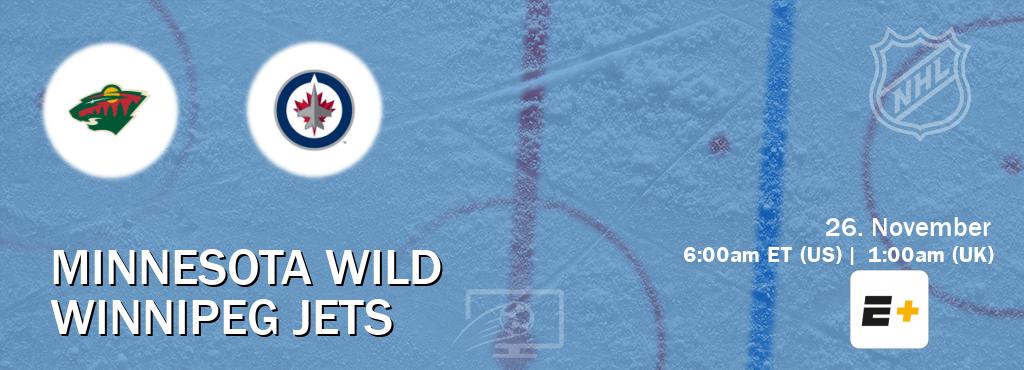 You can watch game live between Minnesota Wild and Winnipeg Jets on ESPN+(US).