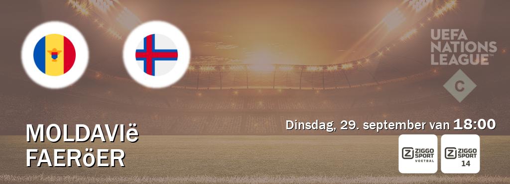 Wedstrijd tussen Moldavië en Faeröer live op tv bij Ziggo Sport, Ziggo Sport 14 (dinsdag, 29. september van  18:00).