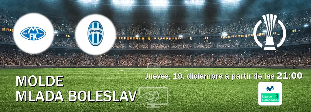 El partido entre Molde y Mlada Boleslav será retransmitido por Movistar Liga de Campeones 3 (jueves, 19. diciembre a partir de las  21:00).