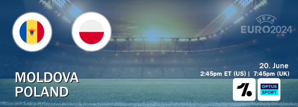 You can watch game live between Moldova and Poland on OneFootball and Optus sport(AU).