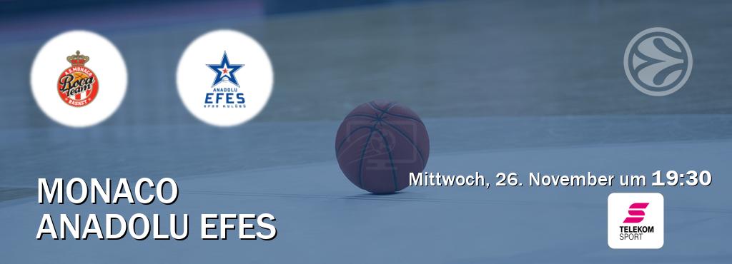 Das Spiel zwischen Monaco und Anadolu Efes wird am Mittwoch, 26. November um 19:30, live vom Magenta Sport übertragen. Das Spiel zwischen Monaco und Anadolu Efes wird am Mittwoch, 26. November um 19:30, live vom Magenta Sport übertragen.