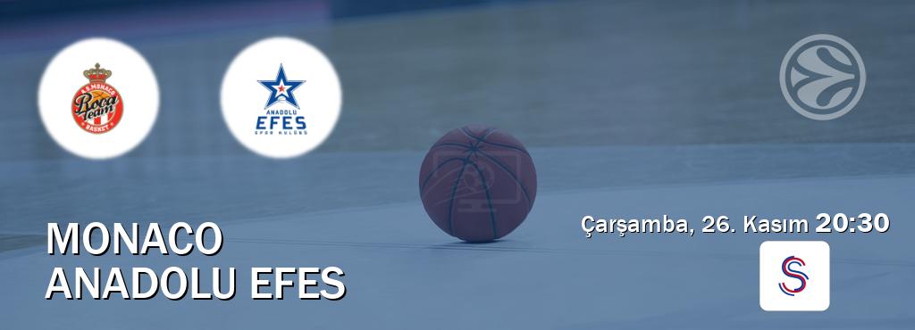Karşılaşma Monaco - Anadolu Efes S Sport'den canlı yayınlanacak (Çarşamba, 26. Kasım 20:30). Karşılaşma Monaco - Anadolu Efes S Sport'den canlı yayınlanacak (Çarşamba, 26. Kasım 20:30).
