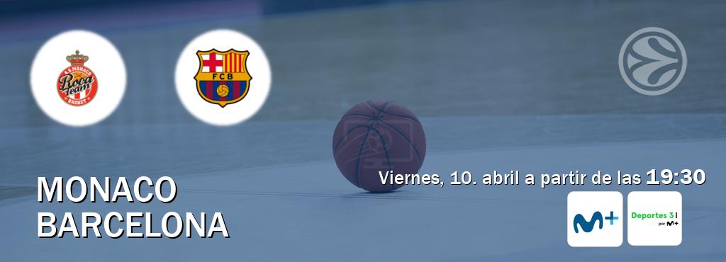 El partido entre Monaco y Barcelona será retransmitido por Movistar+ y Movistar Deportes 3 (viernes, 10. abril a partir de las  19:30).