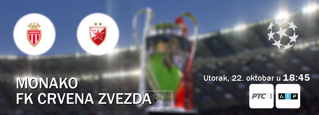 Izravni prijenos utakmice Monako i FK Crvena zvezda pratite uživo na RTS 1 i Arena Premium 1 (utorak, 22. oktobar u  18:45).