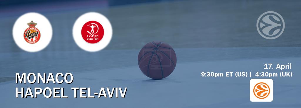 You can watch game live between Monaco and Hapoel Tel-Aviv on EuroLeague TV.