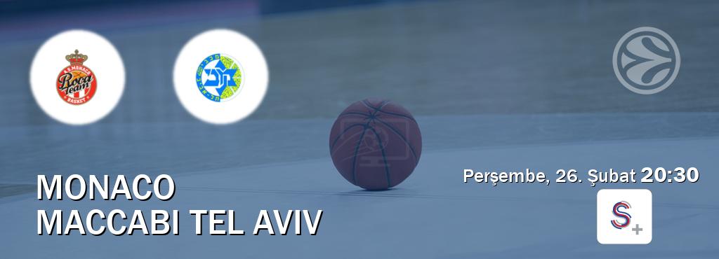 Karşılaşma Monaco - Maccabi Tel Aviv S Sport +'den canlı yayınlanacak (Perşembe, 26. Şubat  20:30).
