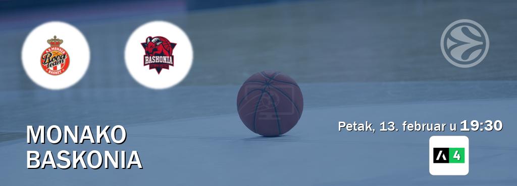 Izravni prijenos utakmice Monako i Baskonia pratite uživo na Arena Sport 4 (petak, 13. februar u  19:30).