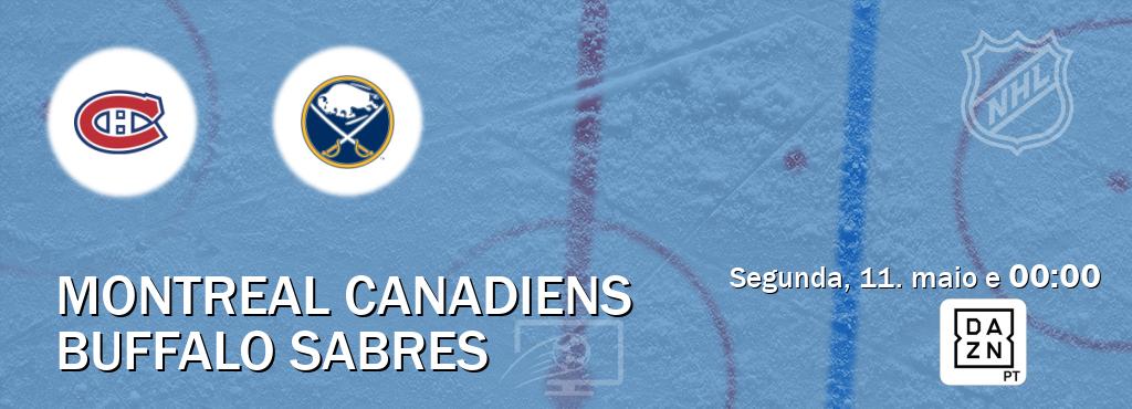 Jogo entre Montreal Canadiens e Buffalo Sabres tem emissão DAZN (segunda, 11. maio e  00:00).