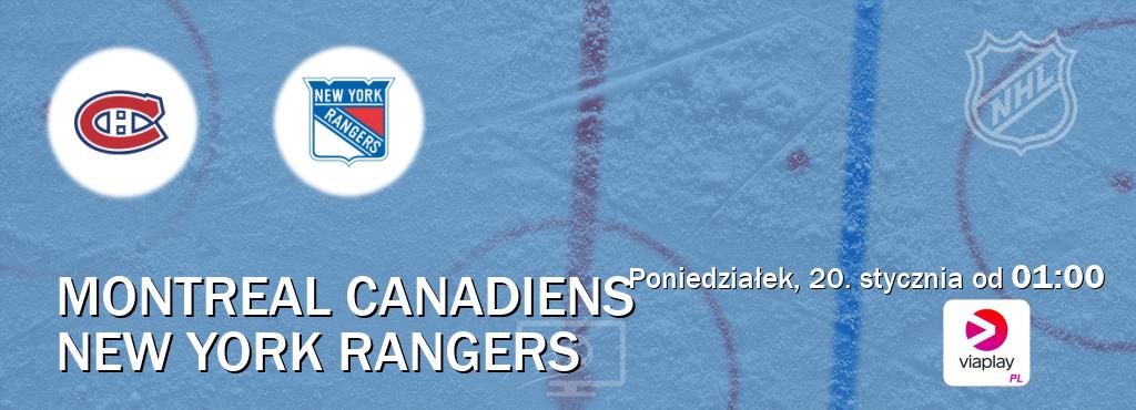 Gra między Montreal Canadiens i New York Rangers transmisja na żywo w Viaplay Polska (poniedziałek, 20. stycznia od  01:00).