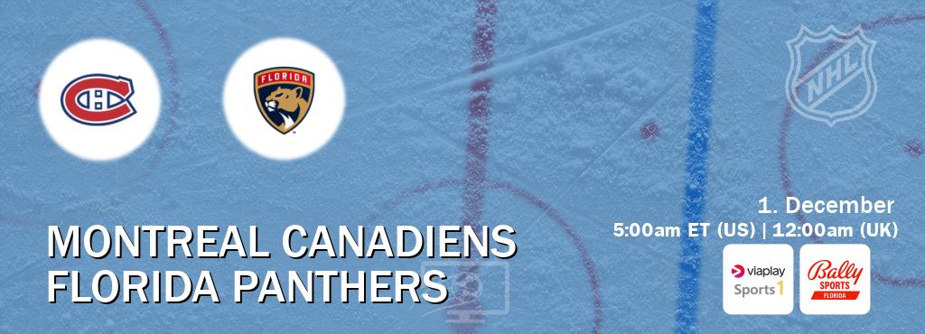 You can watch game live between Montreal Canadiens and Florida Panthers on Viaplay Sports 1(UK) and Bally Sports Florida(US).