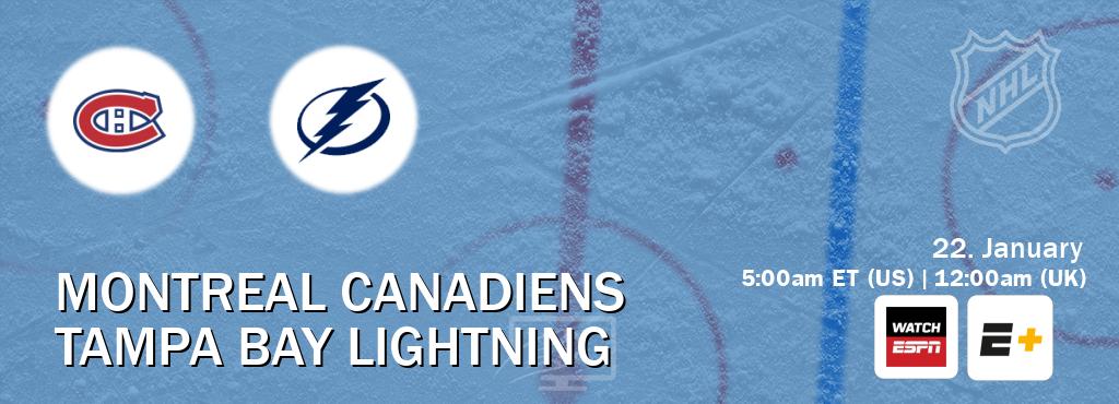 You can watch game live between Montreal Canadiens and Tampa Bay Lightning on WatchESPN(AU) and ESPN+(US).