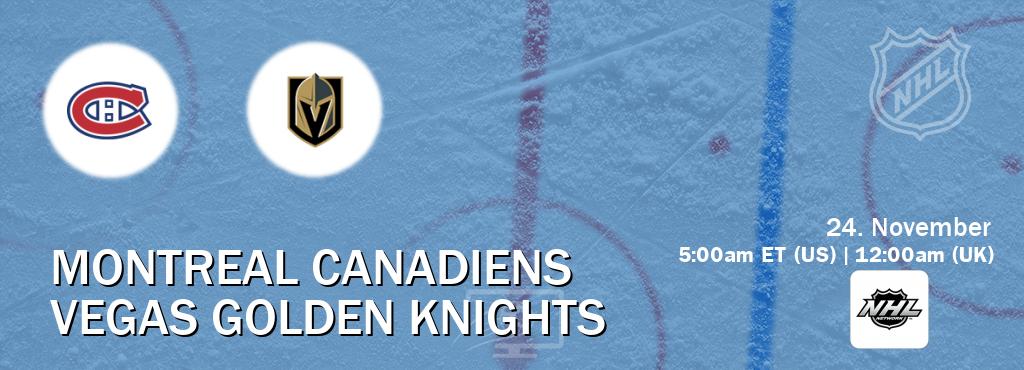 You can watch game live between Montreal Canadiens and Vegas Golden Knights on NHL Network(US).