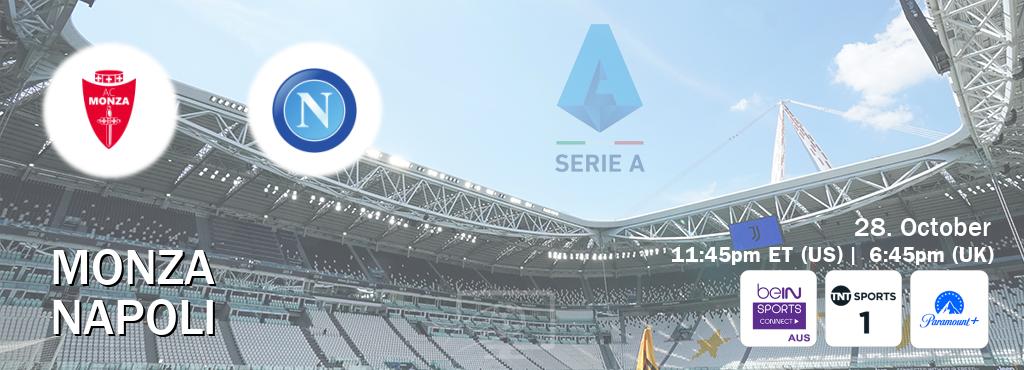 You can watch game live between Monza and Napoli on beIN Sports Connect(AU), TNT Sports 1(UK), Paramount+(US). You can watch game live between Monza and Napoli on beIN Sports Connect(AU), TNT Sports 1(UK), Paramount+(US).