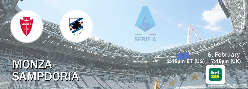You can watch game live between Monza and Sampdoria on bet365.