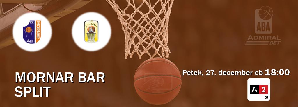 Mornar Bar in Split v živo na Arena Sport 2. Prenos tekme bo v petek, 27. december ob  18:00