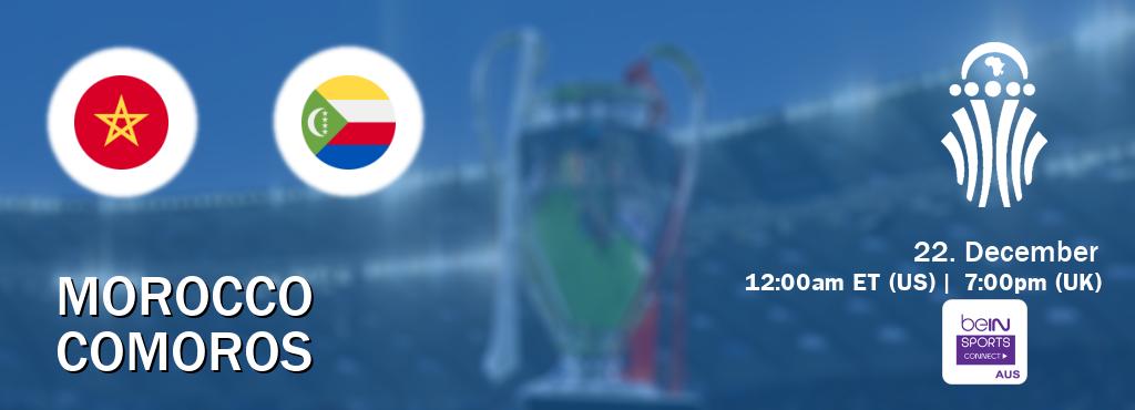 You can watch game live between Morocco and Comoros on beIN Sports Connect(AU).