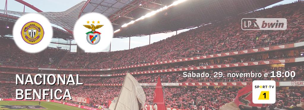 Jogo entre Nacional e Benfica tem emissão Sport TV 1 (sábado, 29. novembro e 18:00). Jogo entre Nacional e Benfica tem emissão Sport TV 1 (sábado, 29. novembro e 18:00).