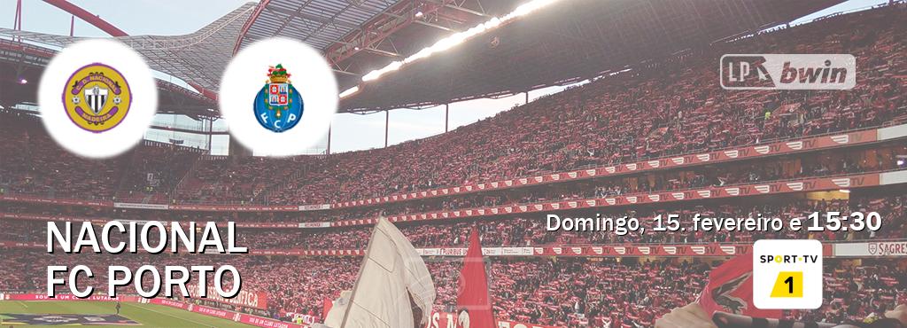 Jogo entre Nacional e FC Porto tem emissão Sport TV 1 (domingo, 15. fevereiro e  15:30).