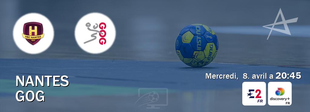 Match entre Nantes et GOG en direct à la Eurosport 2 et Discovery + (mercredi,  8. avril a  20:45).