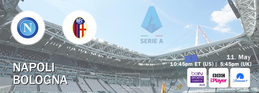 You can watch game live between Napoli and Bologna on beIN Sports Connect(AU), BBC iPlayer(UK), Paramount+(US). You can watch game live between Napoli and Bologna on beIN Sports Connect(AU), BBC iPlayer(UK), Paramount+(US).