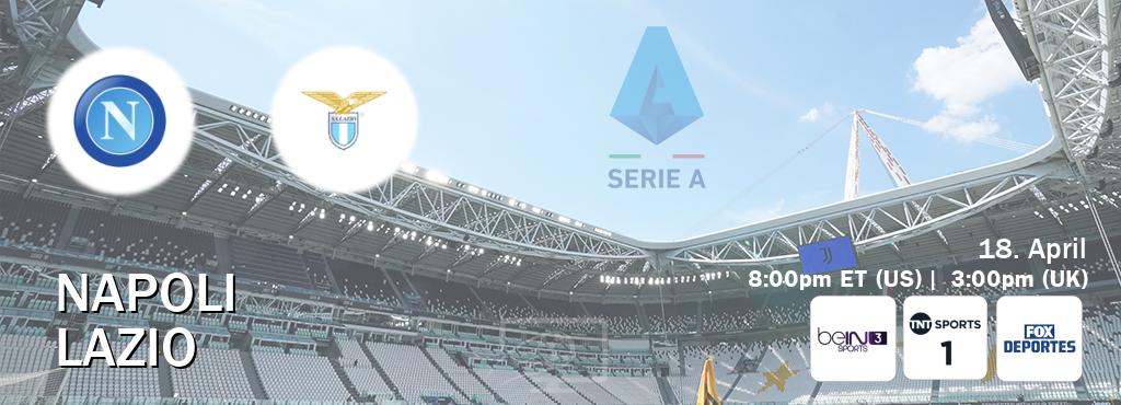 You can watch game live between Napoli and Lazio on beIN SPORTS 3(AU), TNT Sports 1(UK), Fox Deportes(US).