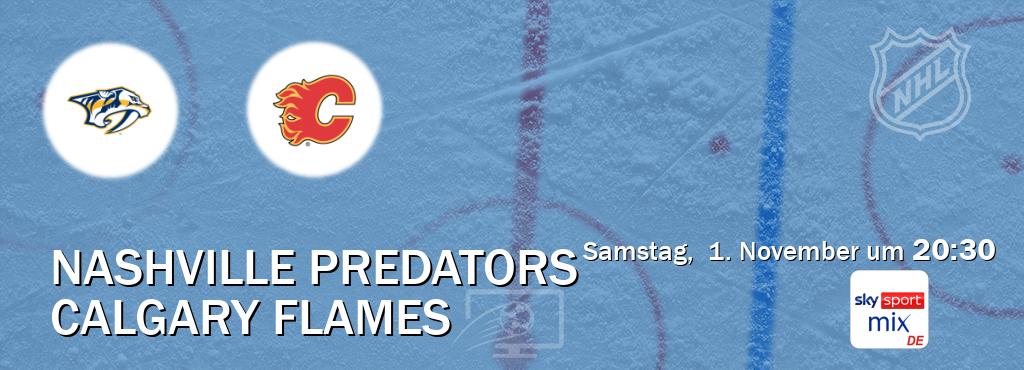 Das Spiel zwischen Nashville Predators und Calgary Flames wird am Samstag, 1. November um 20:30, live vom Sky Sport Mix übertragen. Das Spiel zwischen Nashville Predators und Calgary Flames wird am Samstag, 1. November um 20:30, live vom Sky Sport Mix übertragen.