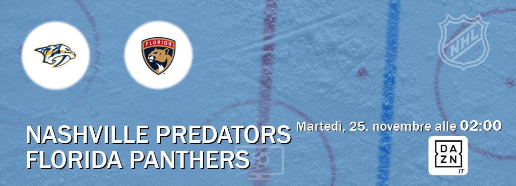 Il match Nashville Predators - Florida Panthers sarà trasmesso in diretta TV su DAZN Italia (ore 02:00)