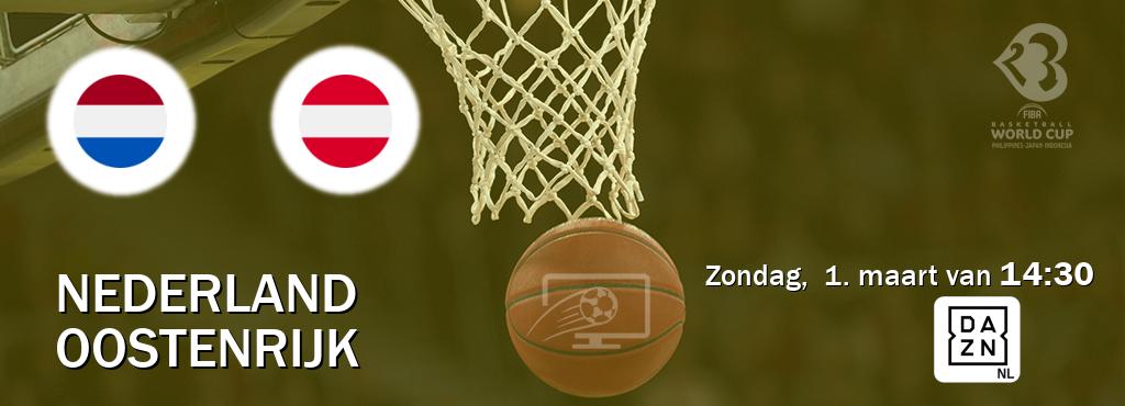 Wedstrijd tussen Nederland en Oostenrijk live op tv bij DAZN (zondag,  1. maart van  14:30).