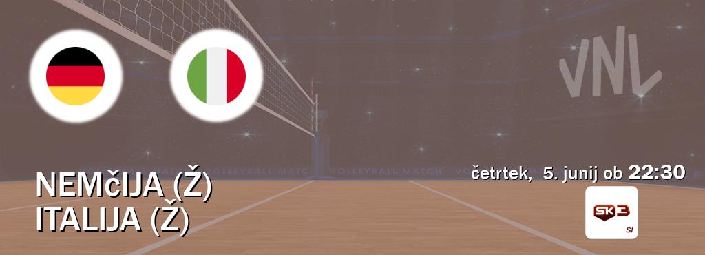 Nemčija (Ž) in Italija (Ž) v živo na Sportklub 3. Prenos tekme bo v četrtek, 5. junij ob 22:30 Nemčija (Ž) in Italija (Ž) v živo na Sportklub 3. Prenos tekme bo v četrtek, 5. junij ob 22:30