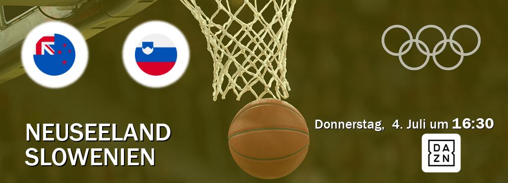 Das Spiel zwischen Neuseeland und Slowenien wird am Donnerstag,  4. Juli um  16:30, live vom DAZN übertragen.