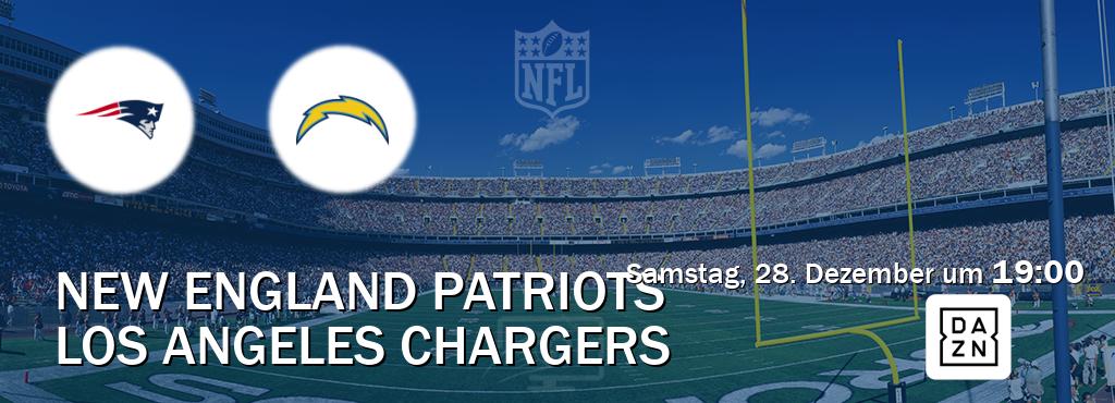 Das Spiel zwischen New England Patriots und Los Angeles Chargers wird am Samstag, 28. Dezember um  19:00, live vom DAZN übertragen.