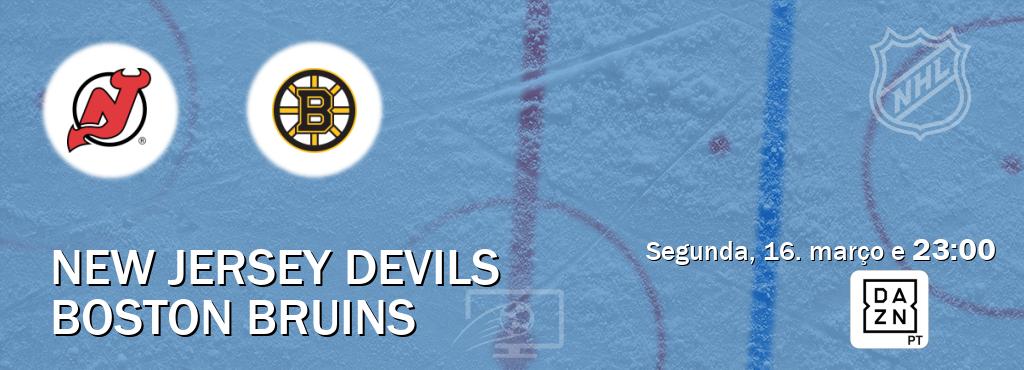 Jogo entre New Jersey Devils e Boston Bruins tem emissão DAZN (segunda, 16. março e  23:00).
