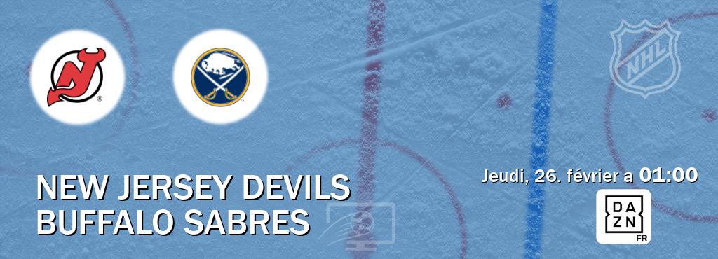 Match entre New Jersey Devils et Buffalo Sabres en direct à la DAZN (jeudi, 26. février a  01:00).