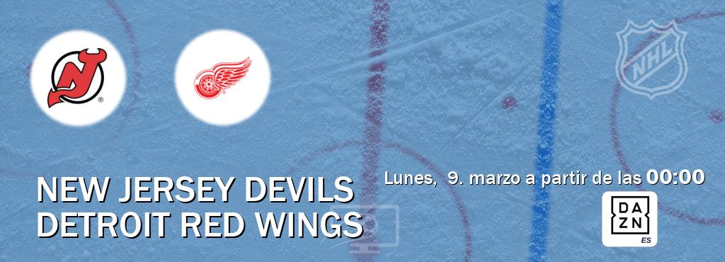 El partido entre New Jersey Devils y Detroit Red Wings será retransmitido por DAZN España (lunes, 9. marzo a partir de las 00:00). El partido entre New Jersey Devils y Detroit Red Wings será retransmitido por DAZN España (lunes, 9. marzo a partir de las 00:00).