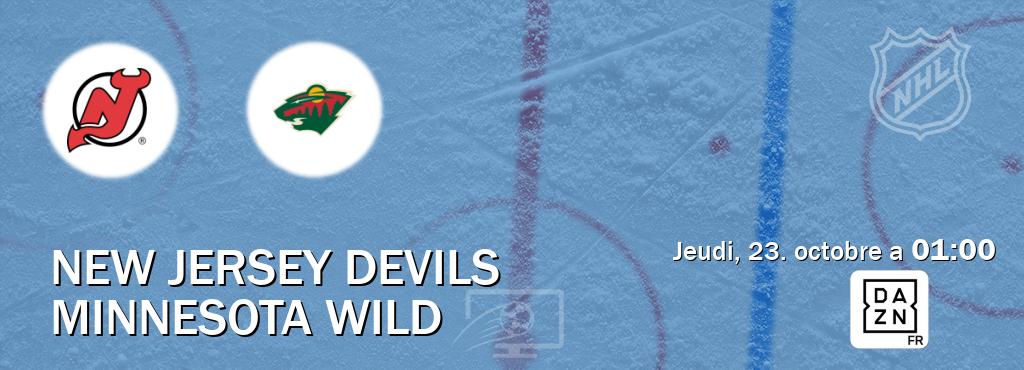 Match entre New Jersey Devils et Minnesota Wild en direct à la DAZN (jeudi, 23. octobre a  01:00).