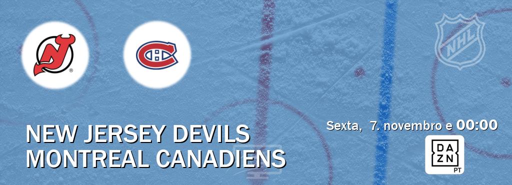 Jogo entre New Jersey Devils e Montreal Canadiens tem emissão DAZN (sexta,  7. novembro e  00:00).